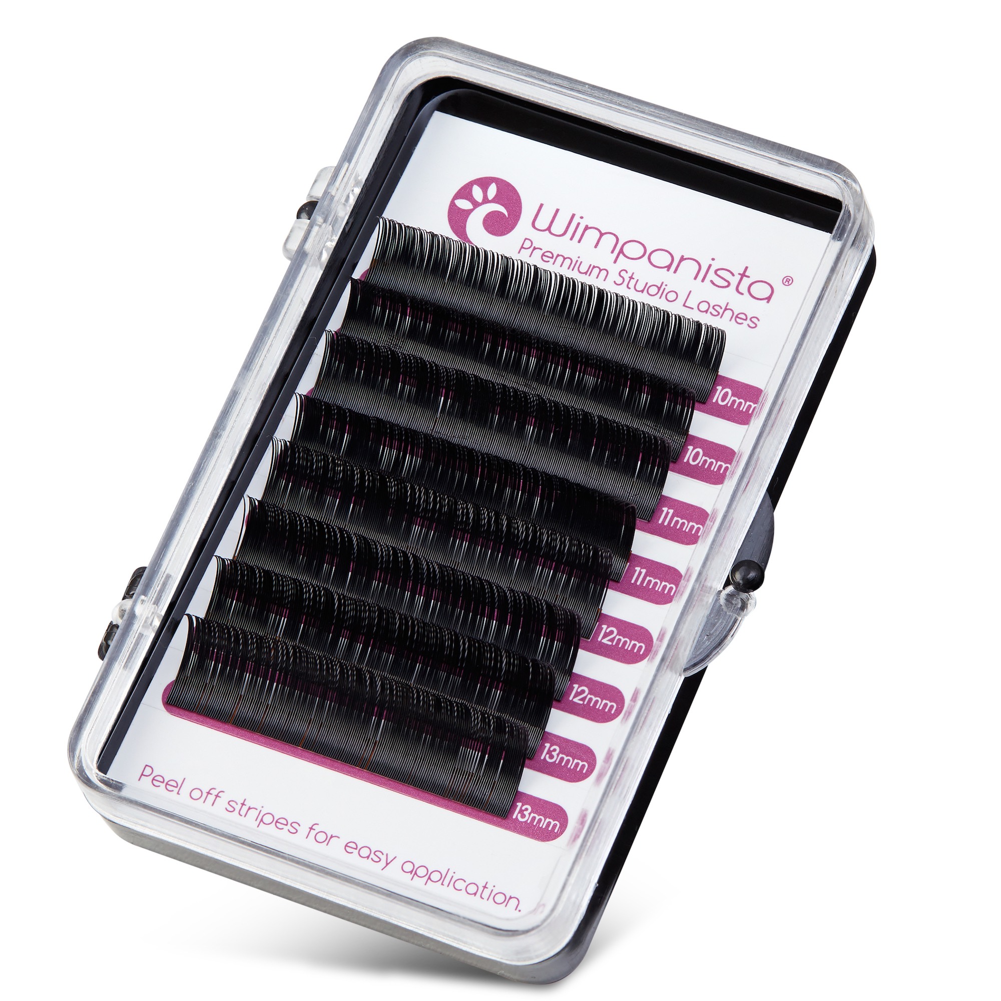 Wimpanista Seidenwimpern Einzelwimpern – C Curl, 0,15 Mm Stärke, 12 Mm Länge, 16 Streifen